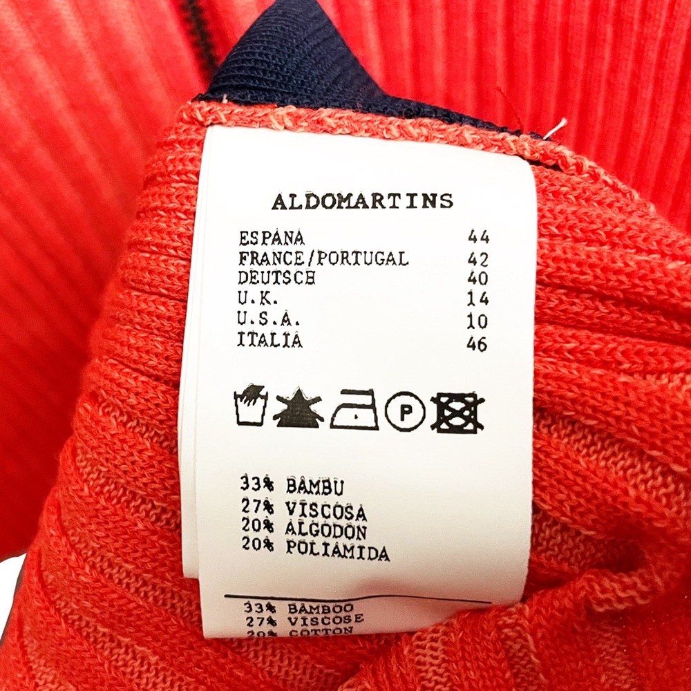 Colorblock Zip-Front Ribbed Jacket - Orange & Navy - Picture 6 of 6